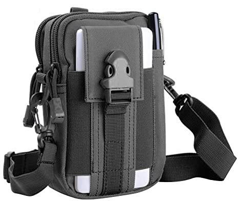 Taktische Hüfttaschen mit Schultergurt, Militär Molle Kompakt Gürteltasche, Multifunktional Bauchtasche Tasche Beutel für Camping Wandern Radfahren Klettern und Reisen