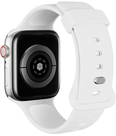 AOTUAO Sport Straps Compatible with Apple Watch Strap 41mm 40mm 38mm, Soft Silicone Sport Band Replacement for iWatch Strap Series 9 8 7 6 5 4 3 2 1 SE Women Men, White