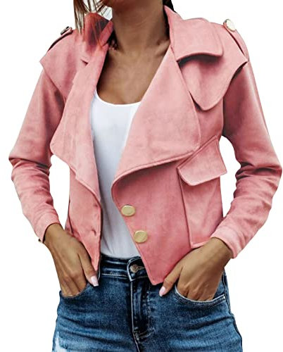 Rumity Schwarze Damen Lederimitat Jacke mit Nieten im Biker-Stil Bikerjacke Kunstlederjacke Damen Lederjacke Schwarz Blouson Damen Jacke Damen üBergangsjacke Trachtenjacke Damen
