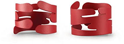 Alessi Set di Due portatovagliolo in Acciaio colorato con Resina epossidica, Rosso, 5.5 cm