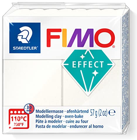STAEDTLER ofenhärtende Modelliermasse FIMO Effect, metallic Perlmutt, hochbrillanter Metallic Glanz mit mineralischen Glimmerpartikeln, Normalblock 57g, weich und geschmeidig, 8010-08