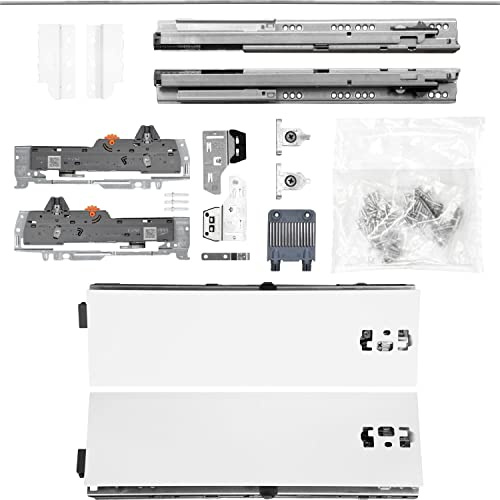 BLUM Schubladenschienen TANDEM SET; Zargenhöhe 115mm, mit TIP-ON BLUMOTION Einheit, 30kg, NL400mm, Seidenweiß, bis max. KB1400mm
