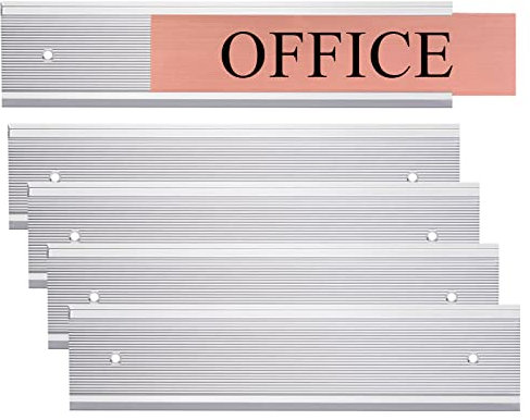 5 Pack Aluminum Wall or Door Name Plate Holder, Wall Mount Office Door Sign Holder with Double Sided Tape, for Business Department, Meeting Room, Room Number (Silver, 2 x 10)