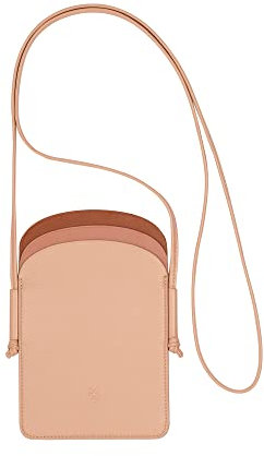 DUDU Damen-Handy-Umhängetasche aus Leder, doppelte Smartphone-Tasche, ID-Kartentasche, Verstellbarer Lanyard-Riemen Puder rosa
