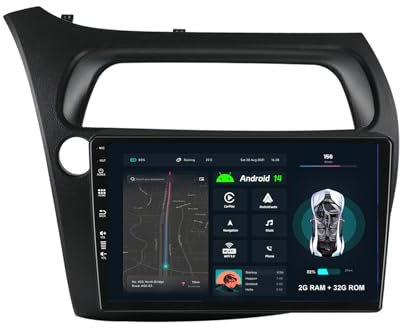 9 Pulgadas IPS 2 DIN Android 14 Radio de Coche para Honda Civic Hatchback 2006-2011 Navegación GPS Carplay Bluetooth FM WiFi SWC RDS Dab Cámara USB-2G + 32G