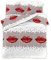FEBE Bettwäsche Rote Lippen Bettbezug-Set 140x200 + Kissenbezug 2 Teilig mit Reißveschluss