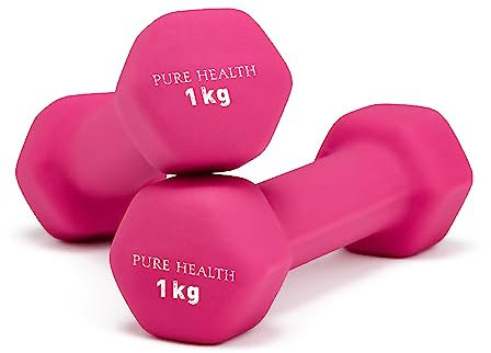 Neoprene Dumbbell Hand Weights Pair Home Exercise for Women Men Arm Pilates Dumbbells in 1kg 1.5kg 2kg 3kg 4kg 5kg 8kg 10kg Set (Pink (1KG, Pair))