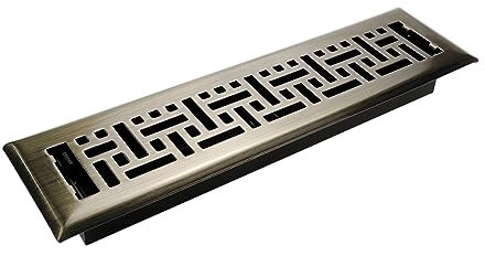 Woogim 1 Pack Retro Style Floor Register for Registers,Grilles Vents Cast Iron Wicker Panel Antique Bronze 34x9CM