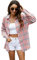 Bozanly Flanell Buffalo Plaid Shirts für Frauen Oversized Button Down Shacket Bluse Tops, Pink, Mittel