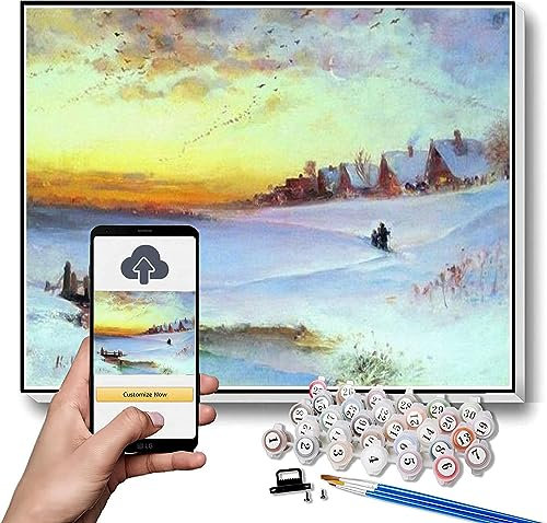 Malen nach Zahlen für Erwachsene Winterlandschaft Taugemälde von Aleksey Savrasov DIY Ölgemälde Malen nach Zahlen Kits