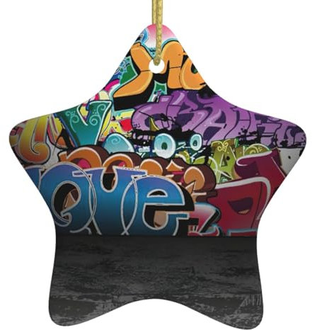 Weihnachts-Keramik-Anhänger – Weihnachtsbaumschmuck, niedliches hängendes Zubehör, lustiges Geschenk, Graffiti, Hip-Hop