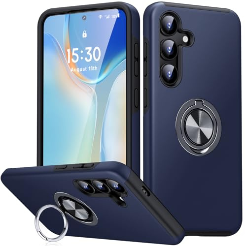 KOVASIA für Samsung Galaxy S25 Hülle/S24 Hülle mit 360° Drehbarer Ständer, Militärischer Schutz Handyhülle für Samsung S25/S24, Stoßdämpfende Fallschutz S25/S24 Hülle, Blau