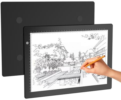 JSKLAMP A4 Tavoletta Luminosa, Magnetico Lavagna Luminosa per Disegnare, Tavola Luminosa Disegno, LED Light Box Light Pad di Disegno con Luminosità Regolabile per Pittura Diamante, Schizzi, Artisti