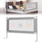 Izrielar Bettgitter Höhenverstellbar70-98cm, 200 * 70cm Rausfallschutz Bett, Grau Kinderbettgitter, Mit Muster, Bettschutzgitter für Kinder