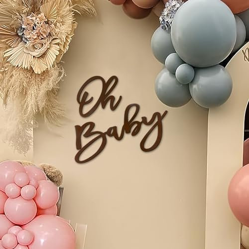 MASTRON Panneau « Oh Baby » pour toile de fond – Panneau en feutre pour fête prénatale – Décoration d'arche de ballons – Bannière pour garçon et fille – Marron