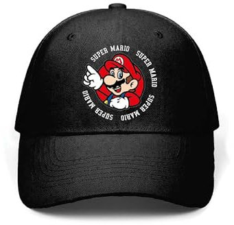Fashion UK Super Mario Basecap Cap Baseballkappe Kappe (DE/NL/SE/PL, Numerisch, 54, schwarz)