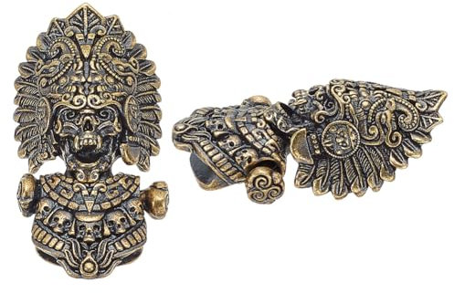 DELORIGIN Messer Lanyard Perle Messing EDC Charms Halloween Anhänger Antike Lanyard Spacer Perlen Tribal Chief Head Perle Anhänger Charms Zubehör Für Reißverschluss Schlüsselanhänger Schmuck Armband