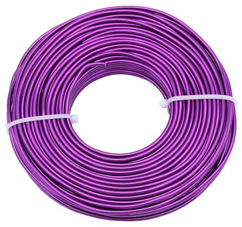 Uxney Alambre de aluminio para joyas, 0,8 mm de grosor, alambre de metal para manualidades, alambre de aluminio, alambre, manualidades, alambre de metal (lila, 30 metros)