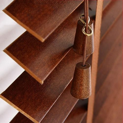 Echtholz-Jalousie Braun,50x90cm 60x110cm 90x150cm 135x160cm Raumabdunkelnde Jalousetten,Mit 50mm Horizontal-Lamellen,Jalousette Holz Für Büro, Homeo,WxH-120x130cm/47x51in