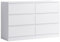 FWStyle Matt White Wide 6 Drawer Chest Modern Bedroom Furniture Chest of Drawers - W110 x H77 x D40cm