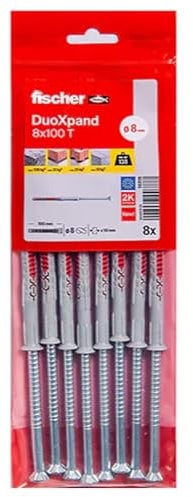 Fischer - Chevilles - Sachet de 8 chevilles rallongées DuoXpand Ø8 x 80 T en acier électrozingué - Fischer