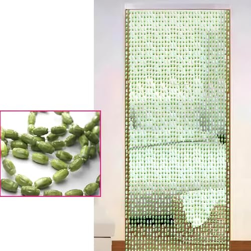 Eiauiuo Kristall Perlenvorhang Mode Türvorhang Hängender Fadenvorhang Insektenschutz Raumteiler Dekorativer Vorhang Für Innen Wohnzimmer Schlafzimmer Balkontür（Grün）(90x200cm(56 Wurzel))