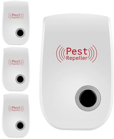 Okaywork Ultraschall Schädlingsbekämpfer, 4 Stück Insektenschutzmittel Moskitoschutz Innenräumen, Mäuseabwehr Ultraschall Elektrisch Pest Repeller Insekt gegen Moskito, Kakerlake, Mäuse, Spinnen, Flie