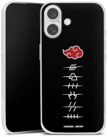 Slim Case extra dünn kompatibel mit Apple iPhone 16 Silikon Handyhülle transparent Hülle Akatsuki Offizielles Lizenzprodukt Naruto Shippuden