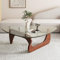 Table basse moderne, plateau en verre triangulaire, base en bois massif, table basse moderne du milieu du siècle, table basse en verre vintage, pour salon, terrasse, bureau (couleur : B)