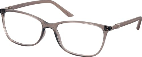 ELLE Brille mit Sehstärke für Damen optional mit Sonnenbrillentönung oder Blaulichtfilter, Quadratisch, gefertigt aus TR90 (inklusive Brillenetui)