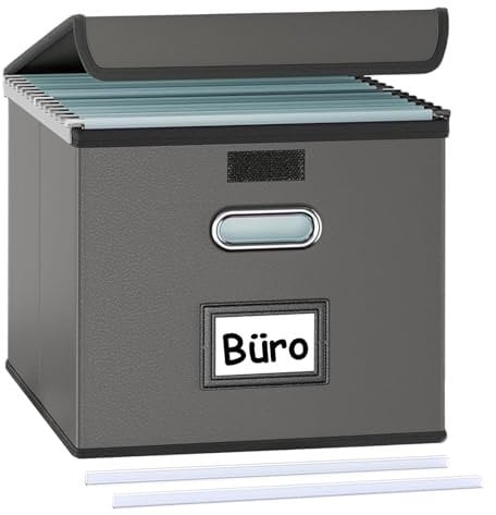 Okydoky Ablageboxen mit Deckel,Upgrade A4 Hängemappenbox aus Ledermaterial in stilvoller Lederptik,Faltbar, grau,Geeignet für Haus und Büro, und Datei Ablageboxen(Gray)