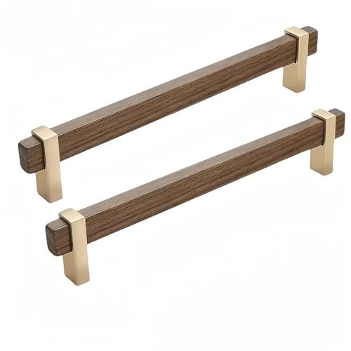 Pack of 2 Walnut, original oak door handles, cabinet handles, 320 mm Hole Center Cupboard Pulls, Square Furniture Handles, Drawer Pulls,Desk, bookcase, wardrobe handles.(Brown,E)
