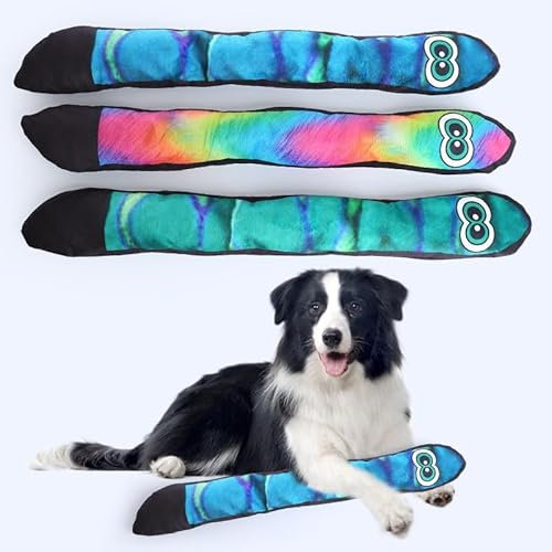 JOME Hundespielzeug mit Geräusch – Plüsch-Schlange 60 cm – Widerstandsfähiges Kauspielzeug mit Knisterfolie – Interaktives Spielzeug für kleine und große Hunde