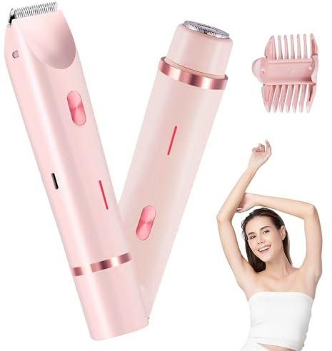 Elektrischer Intimrasierer für Frauen, 2-in-1 Damenrasierer elektrisch, IPX7 Wasserdichter Rasierer Damen Intimbereich, Bikini Trimmer, Nass- und Trockenrasierer für Gesicht, Körper, Beine, Arm