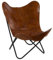 Marrakesch Butterfly Chair Boufal aus echtem Leder | Vintage Schmetterlingsstuhl 87 cm | Lounge Sessel mit Metallgestell | Boho Ledersessel für Wohnzimmer Schlafzimmer Büro Loft | Handmade Unikat