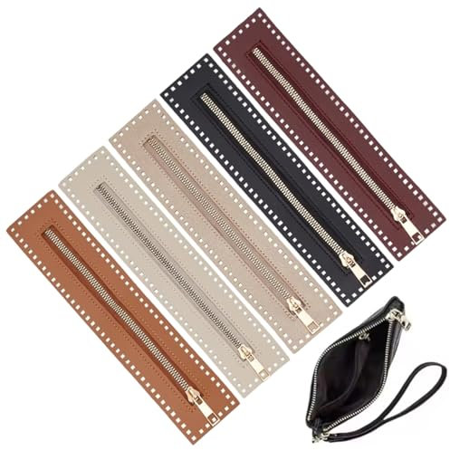 Cerniera in pelle PU, telaio con cerniera da cucito in pelle da 5 pezzi, uncinetto con fori, cerniere a mano di massa per fai -da -te, jeans, artigianato/10, 6x2, 4 pollici