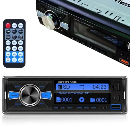 RDS Autoradio Bluetooth avec Port de Charge Type‑C, FM/AM Poste Radio Voiture Bluetooth 5.0, 4x65W Autoradio 1 Din Supporte Main Libre/2 USB/AUX/SD/TFEQ/DSP/MP3 Player, 7 Couleurs Éclairage