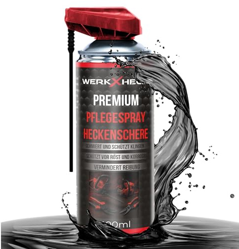 WerkXheld Pflegespray für Heckenscheren 400ml | Rostlöser & Kriechöl gegen Harz, Schmutz & Korrosion | Wartungsspray für Gartengeräte | Entroster & Schmiermittel