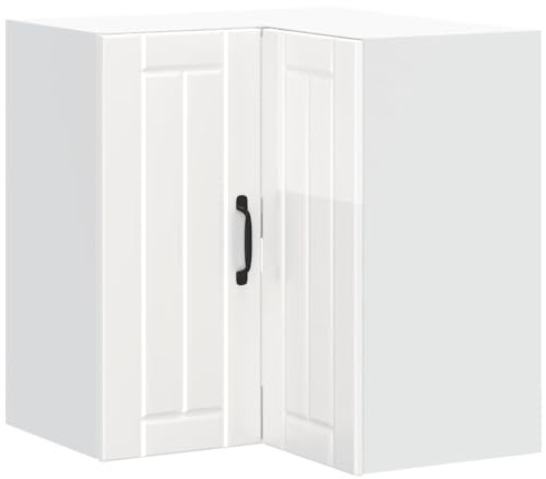 Homvdxl 57 cm Küchenwand Eckschrank mit Türen - Wandecke Eckschrank Modern Aufbewahrungsschrank Weiß Hochglanz