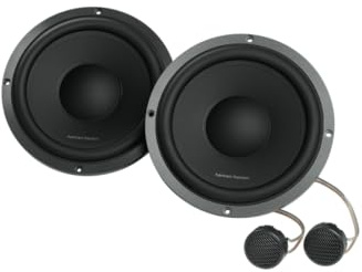 Harman Kardon Flow 601CFS 2-Wege Komponentenlautsprecher 165mm (6,5 Zoll) | 120W RMS, 360W Peak – 2 Tieftöner + 2 Hochtöner mit Frequenzweiche, 45Hz–40kHz, 91dB, 4 Ohm, Premium Audio Upgrade Boxen Set