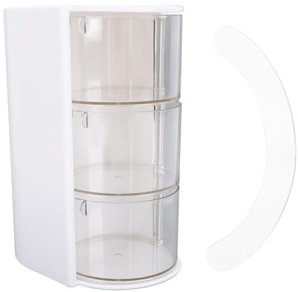 YUANKEECE Makeup Brush Organizer, for Vanity Table Storage, 3 Layer Rotating Cosmetic Holder, Clear Acrylic Brush Stand with Lid, for Makeup Brushes, Beauty Blenders, Tweezers and