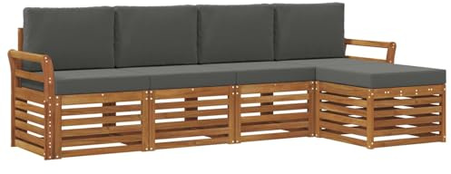 vidaXL Sofagarnituren 5 pcs Natur und Anthrazit Massivholz Akazie, Garten, modernes Outdoor-Sofa-Set, modulare Terrassenmöbel, robuste Akazie, minimalistische Lounge, ideal für Pool