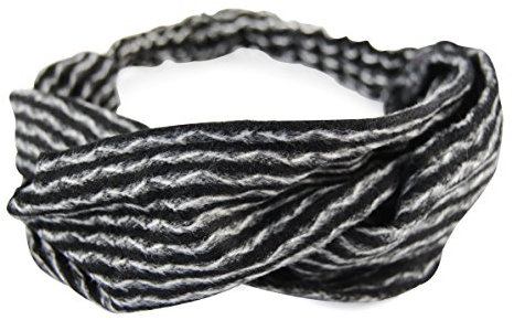 axy® HB6 Haarband Yoga Headband Hairband (Schwarz mit Weiss Streifen)