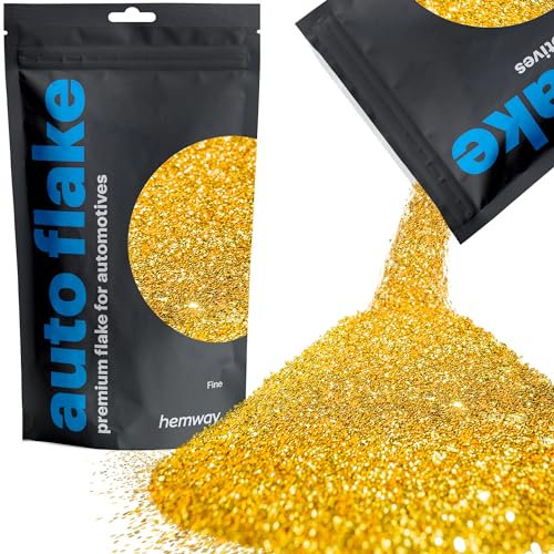 Hemway Premium Automotive Glitter Flake Paint Additive - Gold | Fine Metal Flakes for Car, Truck, RV, Motorbike & Boat Decoration | Mix with Auto Paint | 100 g