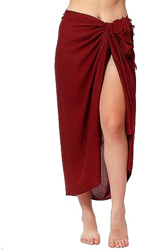 Ciffre Pareo Sarong Tuch Damen Herren - Wickelrock Strand - Strandtuch Blickdicht als Wickeltuch oder Handtuchkleid und Wickelkleid Unisex Frauen und Männer - mit Schnalle einfarbig Fuchsia