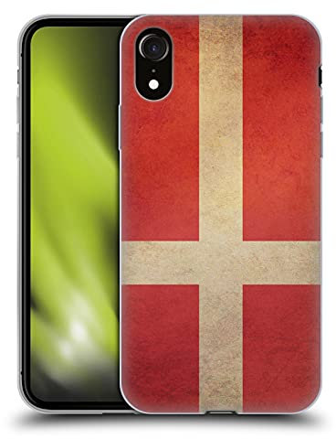 Head Case Designs Dänemark Dänischen Vintage Fahnen 6 Gel Handyhülle Hülle [Militärischer Schutzgrad] Kompatibel mit Apple iPhone XR
