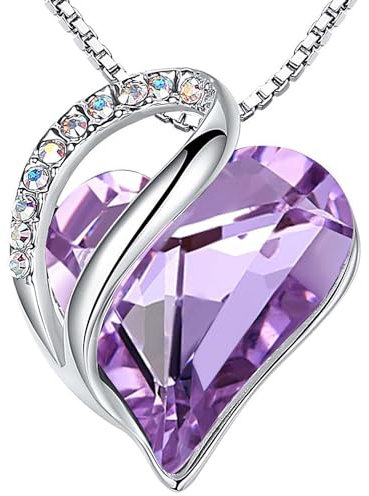 Leafael Infinito Amore Cuore Collana Argento, Pietra di nascita collana donna con cristalli curativi, Senza allergie Gioielli Regalo Donna, ciondoli per collane con scatola regalo inclusa