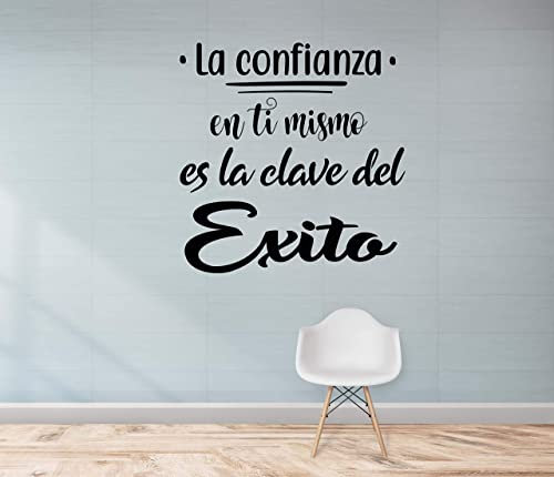CrisPhy® Frase Vinilo La confianza en ti mismo es la clave del exito Vinilos decorativos, Pegatina frases motivadoras para pared. Pegatinas para decorar habitaciones frases (Alto 30cm por 30cm)