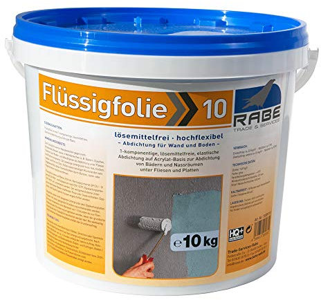 10kg Flüssigfolie Streichfolie Flüssiggummi lösemittelfreie, elastische Abdichtung für den Innenbereich Bad Dusche Küche grau