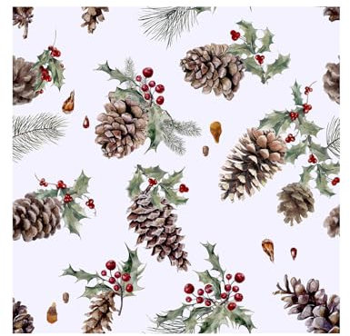 Wunderbarer Weihnachtsstoff, Panama-PE, Breite 160 cm, sehr pflegeleicht, Meterware (Pinie)